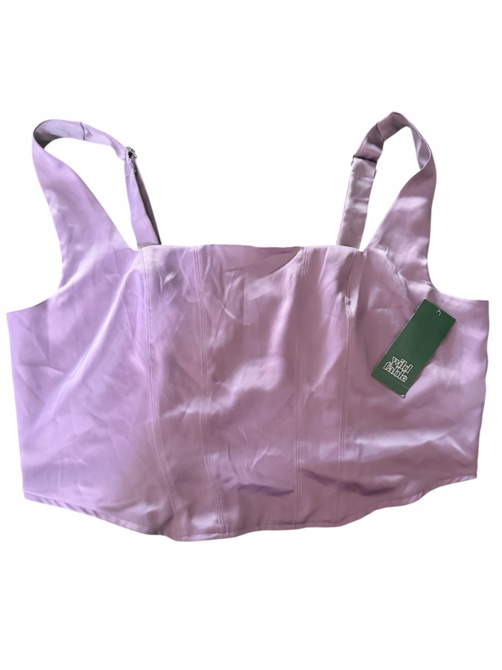 wild fable Lilac Square-Neck Satin Crop Top